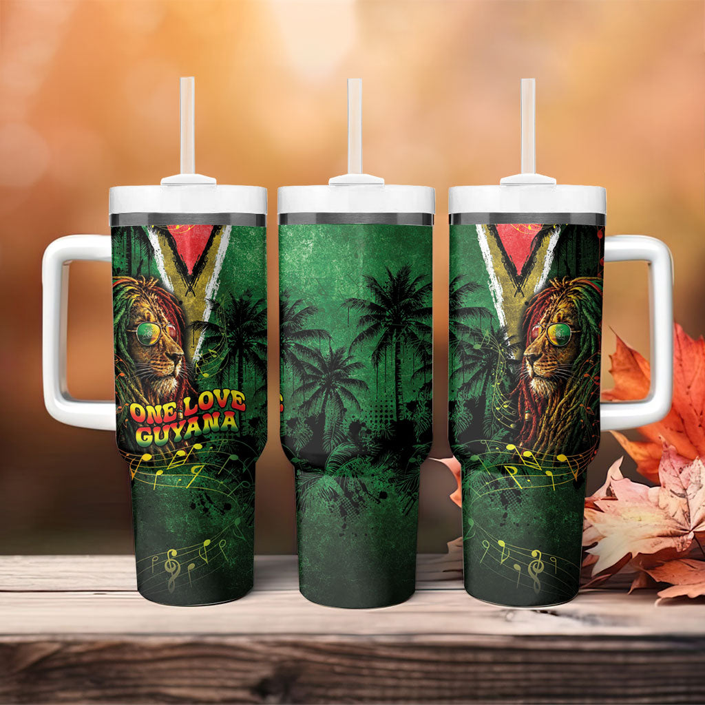 One Love Guyana Tumbler With Handle Rastafarian Lion Reggae Grunge Style