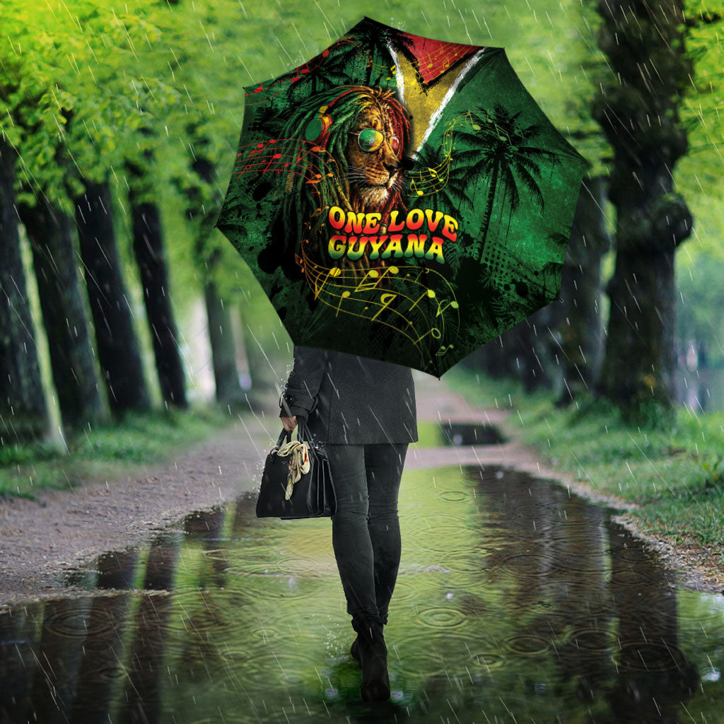 One Love Guyana Umbrella Rastafarian Lion Reggae Grunge Style
