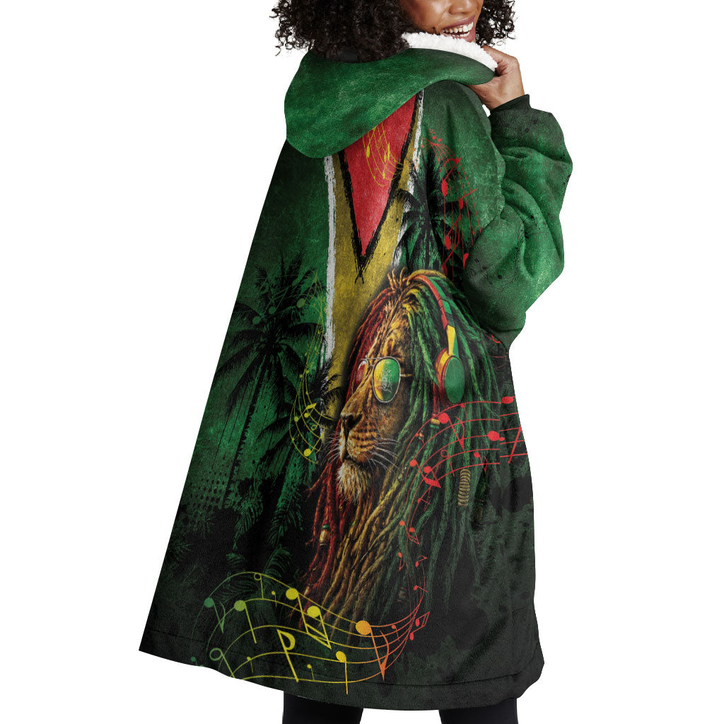 One Love Guyana Wearable Blanket Hoodie Rastafarian Lion Reggae Grunge Style