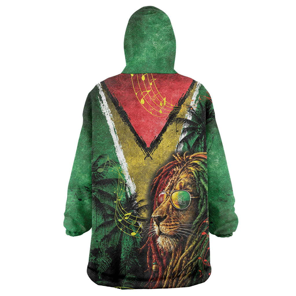 One Love Guyana Wearable Blanket Hoodie Rastafarian Lion Reggae Grunge Style