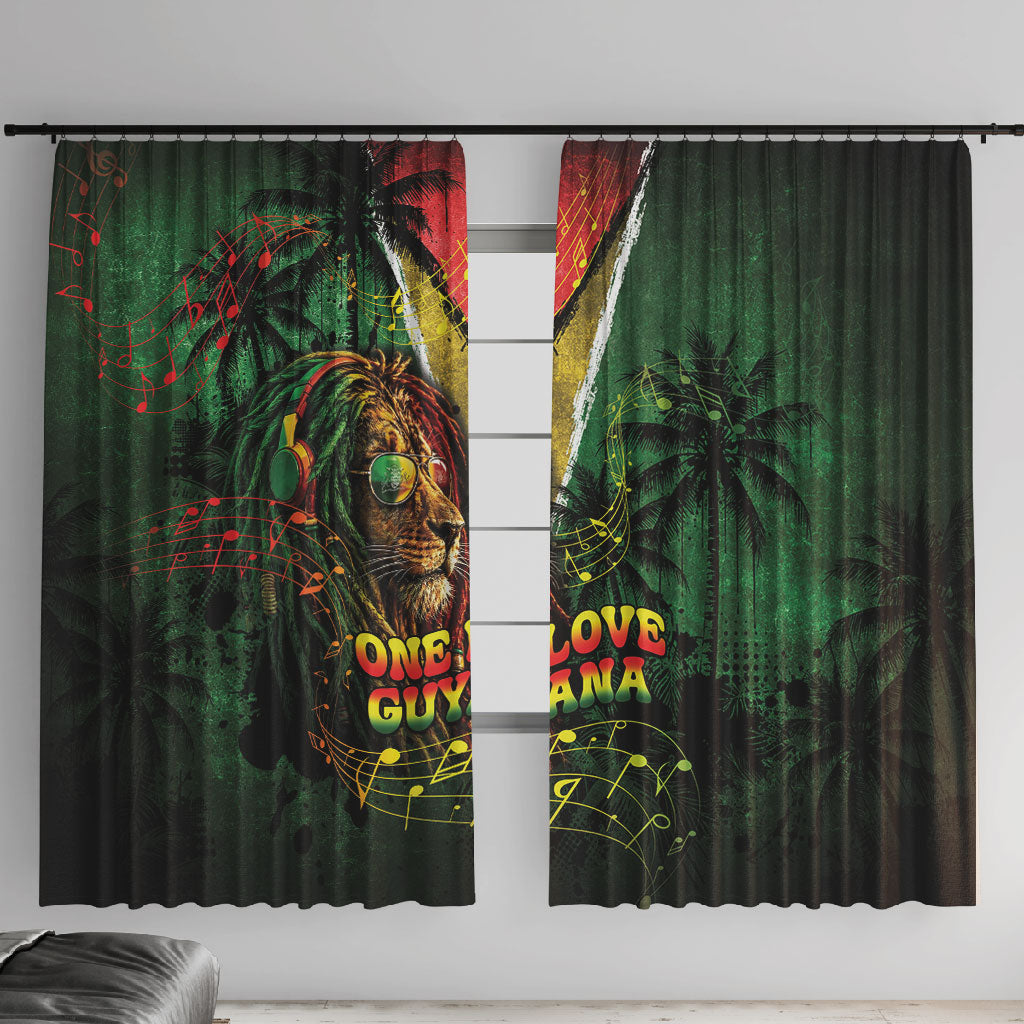 One Love Guyana Window Curtain Rastafarian Lion Reggae Grunge Style