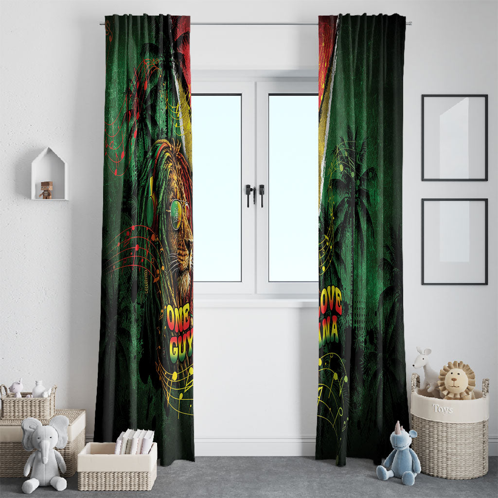 One Love Guyana Window Curtain Rastafarian Lion Reggae Grunge Style