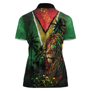 One Love Guyana Women Polo Shirt Rastafarian Lion Reggae Grunge Style