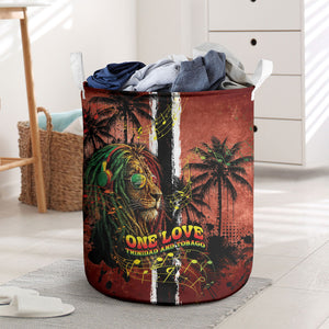 One Love Trinidad And Tobago Laundry Basket Rastafarian Lion Reggae Grunge Style