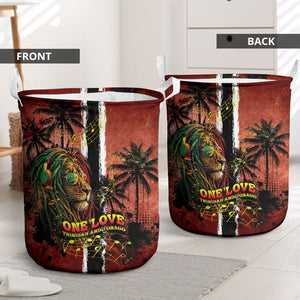 One Love Trinidad And Tobago Laundry Basket Rastafarian Lion Reggae Grunge Style