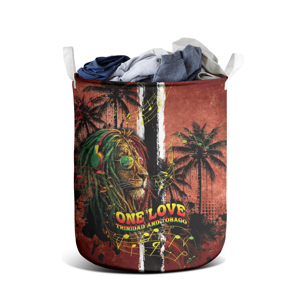 One Love Trinidad And Tobago Laundry Basket Rastafarian Lion Reggae Grunge Style