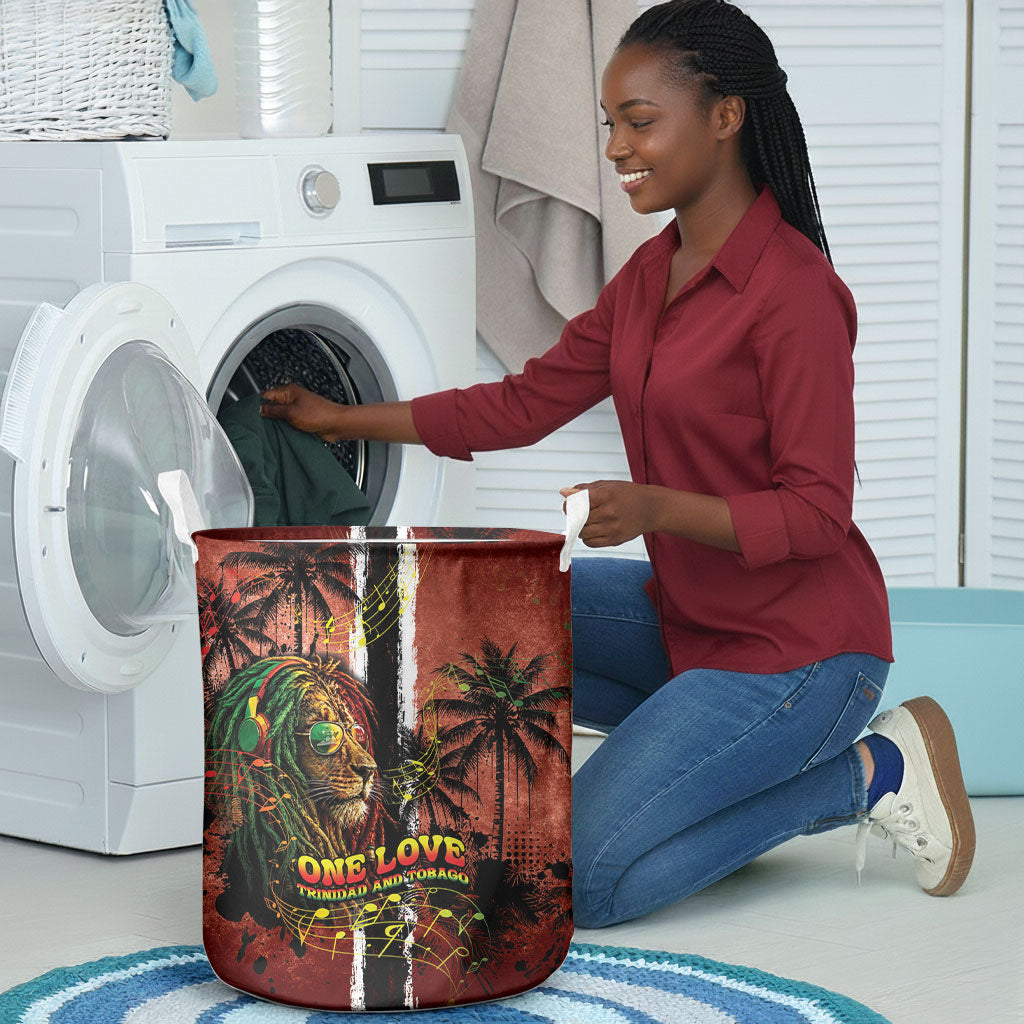 One Love Trinidad And Tobago Laundry Basket Rastafarian Lion Reggae Grunge Style