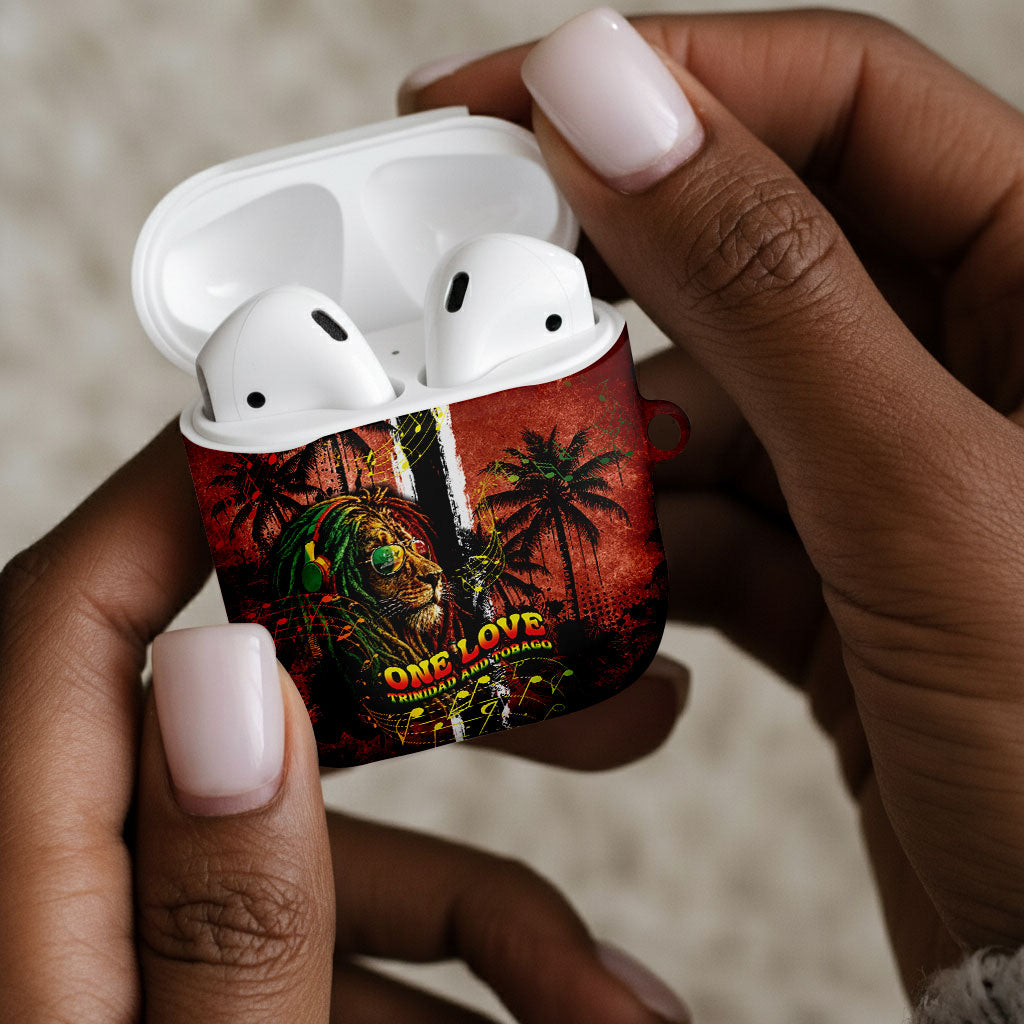 One Love Trinidad And Tobago AirPods Case Rastafarian Lion Reggae Grunge Style