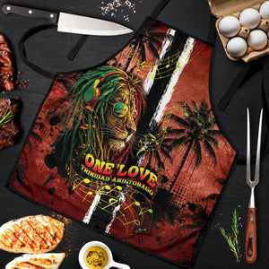 One Love Trinidad And Tobago Apron Rastafarian Lion Reggae Grunge Style