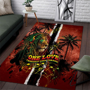 One Love Trinidad And Tobago Area Rug Rastafarian Lion Reggae Grunge Style