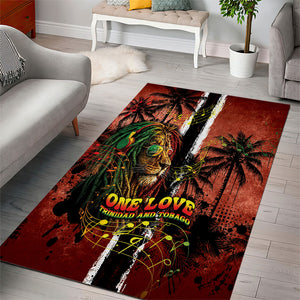 One Love Trinidad And Tobago Area Rug Rastafarian Lion Reggae Grunge Style