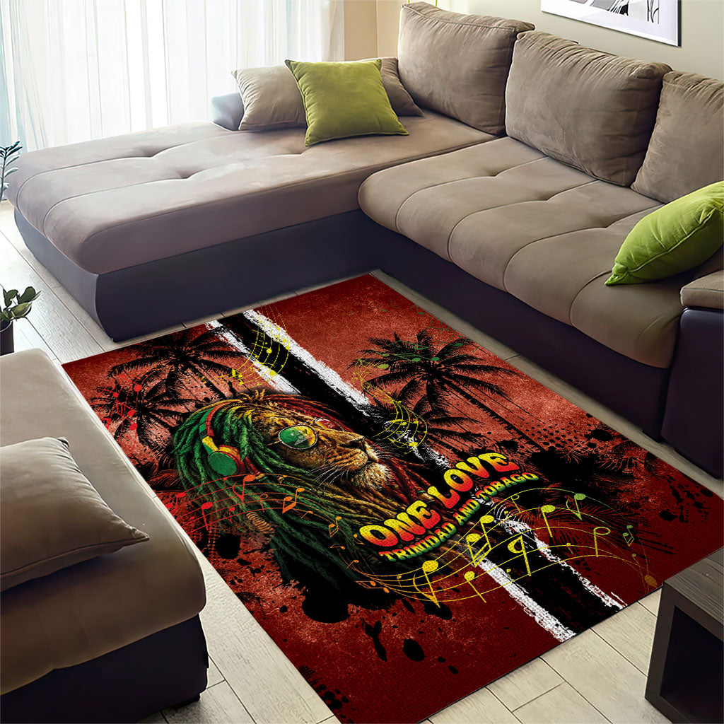 One Love Trinidad And Tobago Area Rug Rastafarian Lion Reggae Grunge Style