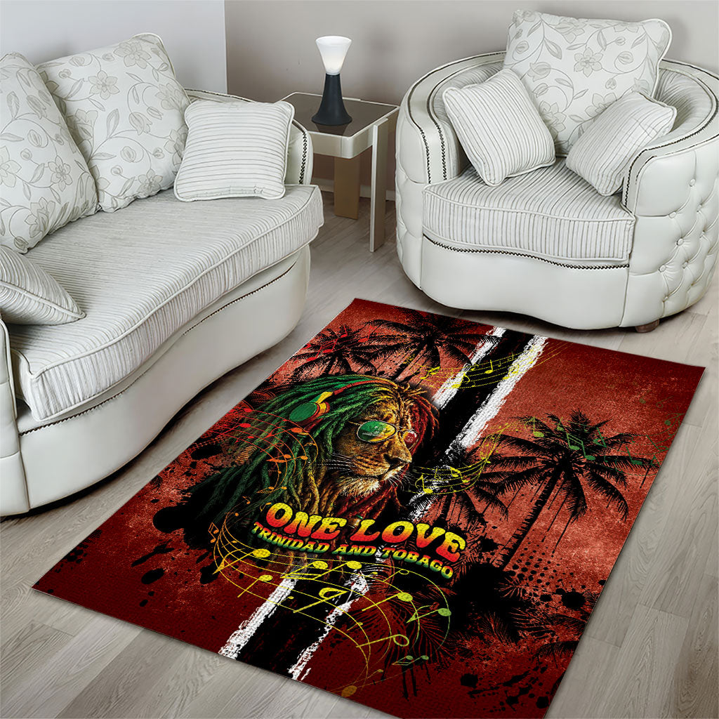 One Love Trinidad And Tobago Area Rug Rastafarian Lion Reggae Grunge Style