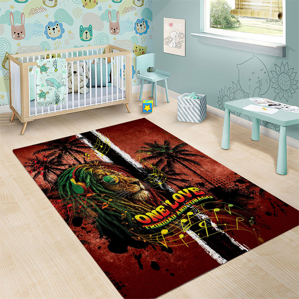 One Love Trinidad And Tobago Area Rug Rastafarian Lion Reggae Grunge Style