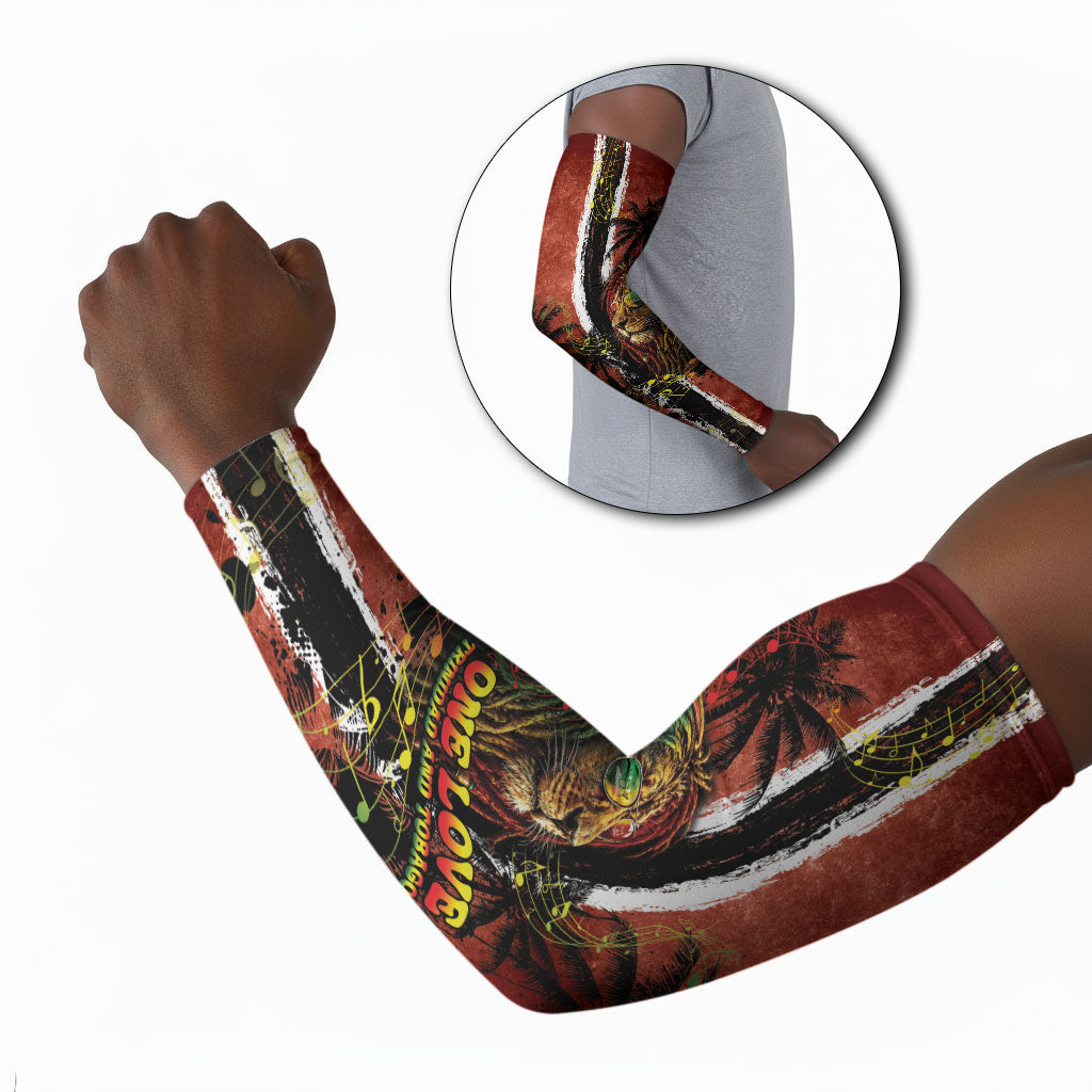 One Love Trinidad And Tobago Arm Sleeves Rastafarian Lion Reggae Grunge Style