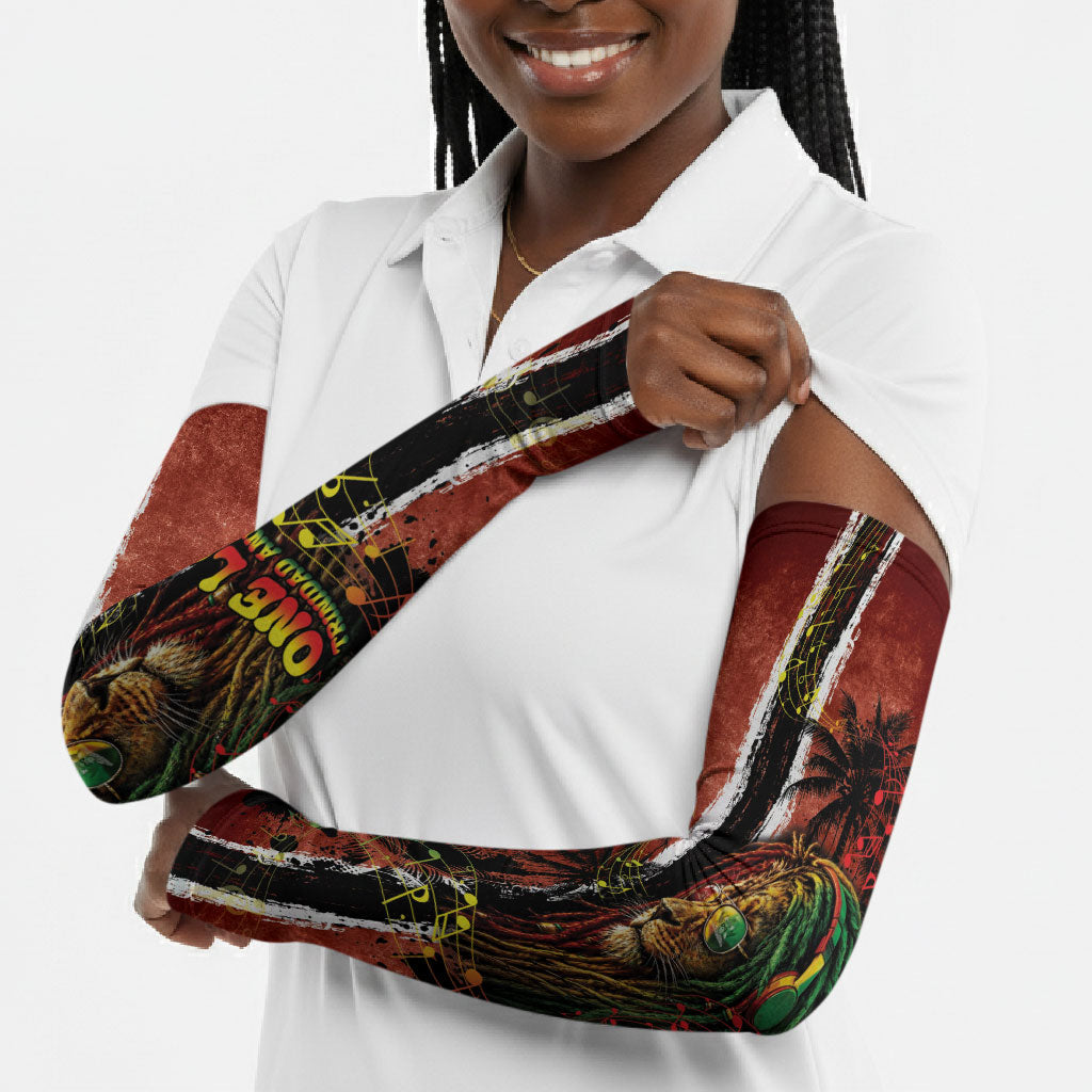 One Love Trinidad And Tobago Arm Sleeves Rastafarian Lion Reggae Grunge Style