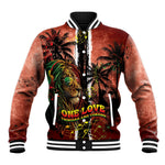 One Love Trinidad And Tobago Baseball Jacket Rastafarian Lion Reggae Grunge Style