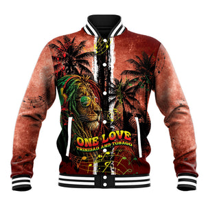 One Love Trinidad And Tobago Baseball Jacket Rastafarian Lion Reggae Grunge Style