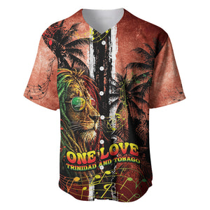 One Love Trinidad And Tobago Baseball Jersey Rastafarian Lion Reggae Grunge Style