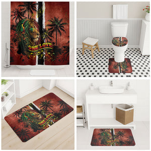 One Love Trinidad And Tobago Bathroom Set Rastafarian Lion Reggae Grunge Style