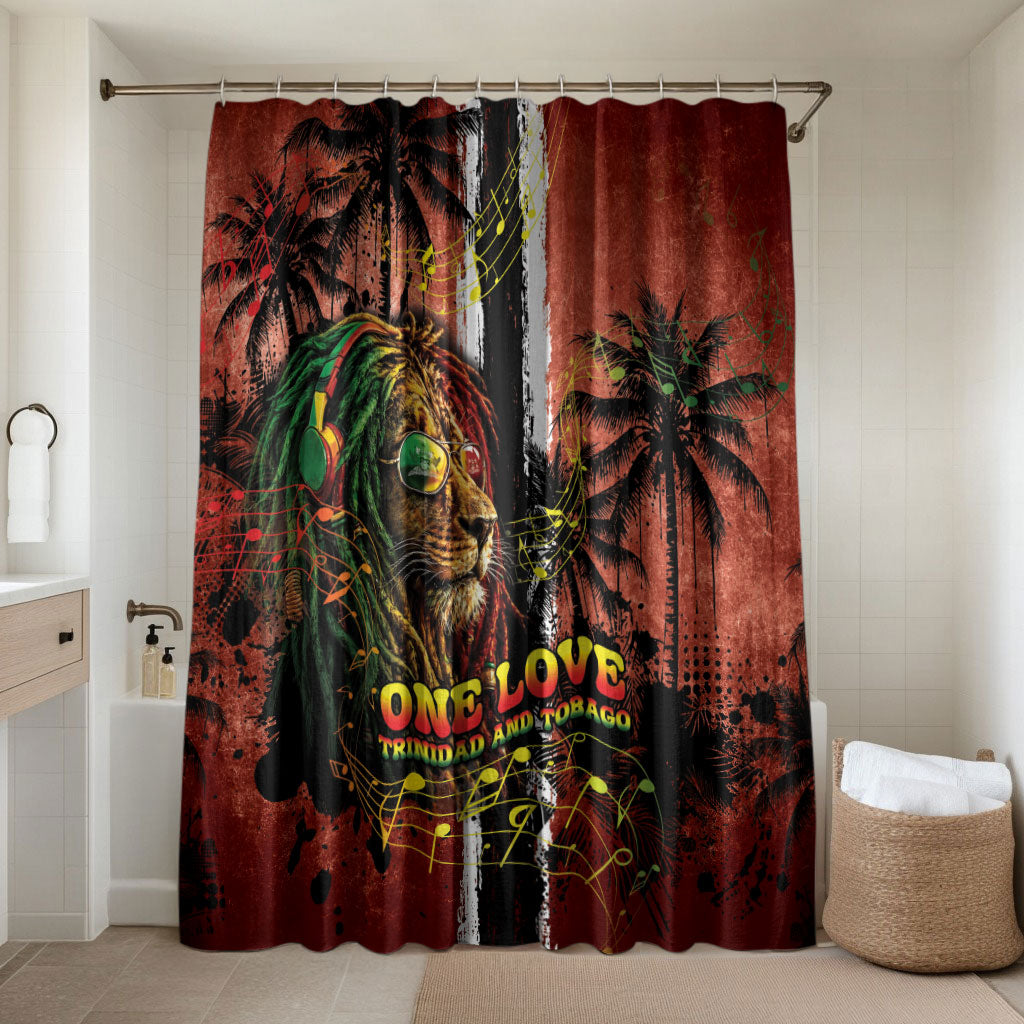 One Love Trinidad And Tobago Bathroom Set Rastafarian Lion Reggae Grunge Style