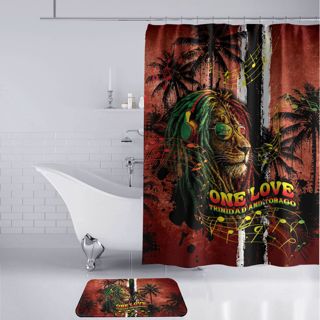 One Love Trinidad And Tobago Bathroom Set Rastafarian Lion Reggae Grunge Style