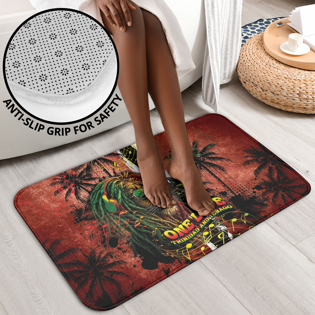 One Love Trinidad And Tobago Bathroom Set Rastafarian Lion Reggae Grunge Style
