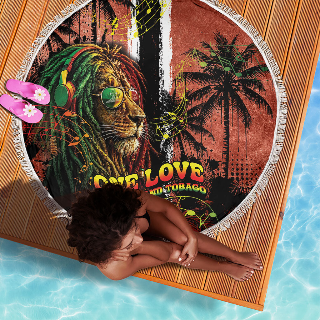 One Love Trinidad And Tobago Beach Blanket Rastafarian Lion Reggae Grunge Style