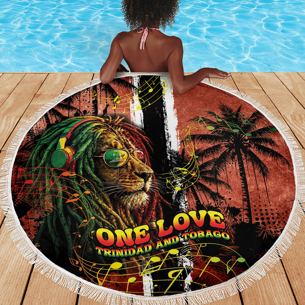 One Love Trinidad And Tobago Beach Blanket Rastafarian Lion Reggae Grunge Style