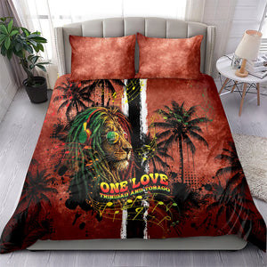 One Love Trinidad And Tobago Bedding Set Rastafarian Lion Reggae Grunge Style