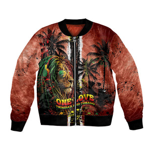 One Love Trinidad And Tobago Bomber Jacket Rastafarian Lion Reggae Grunge Style