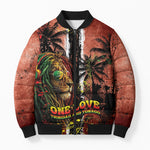 One Love Trinidad And Tobago Bomber Puffer Jacket Rastafarian Lion Reggae Grunge Style