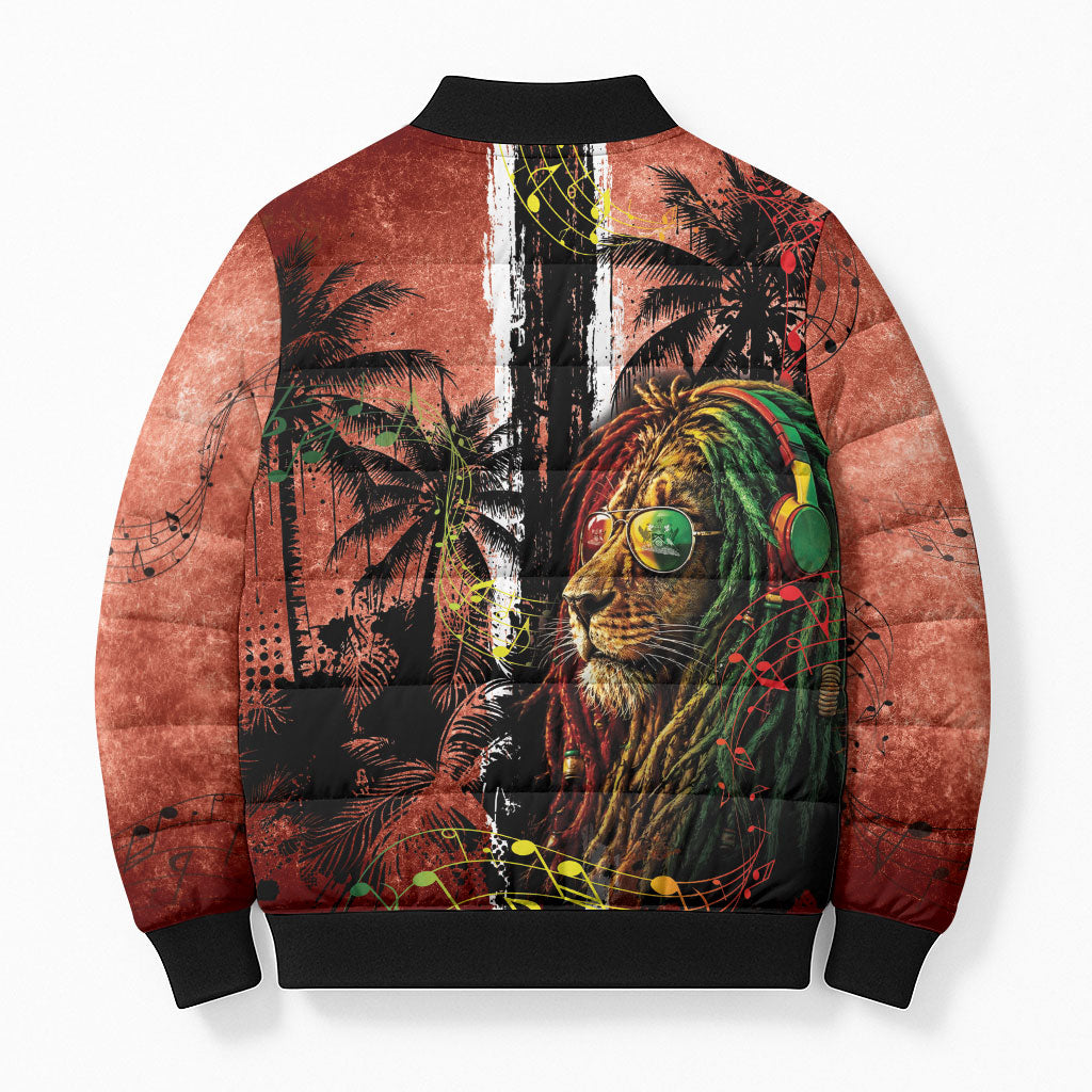 One Love Trinidad And Tobago Bomber Puffer Jacket Rastafarian Lion Reggae Grunge Style