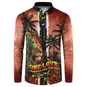 One Love Trinidad And Tobago Button Sweatshirt Rastafarian Lion Reggae Grunge Style