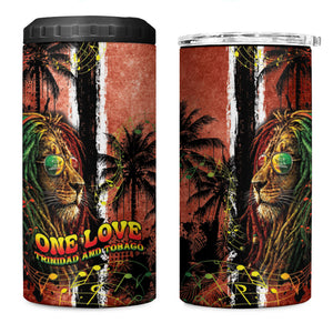 One Love Trinidad And Tobago 4 in 1 Can Cooler Tumbler Rastafarian Lion Reggae Grunge Style