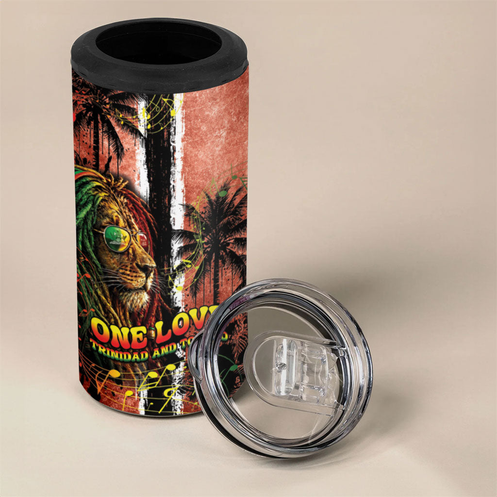 One Love Trinidad And Tobago 4 in 1 Can Cooler Tumbler Rastafarian Lion Reggae Grunge Style