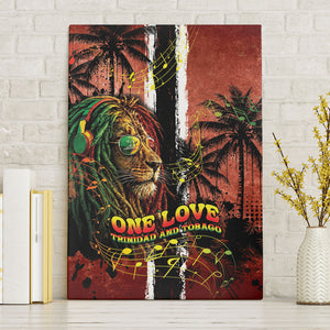 One Love Trinidad And Tobago Canvas Wall Art Rastafarian Lion Reggae Grunge Style