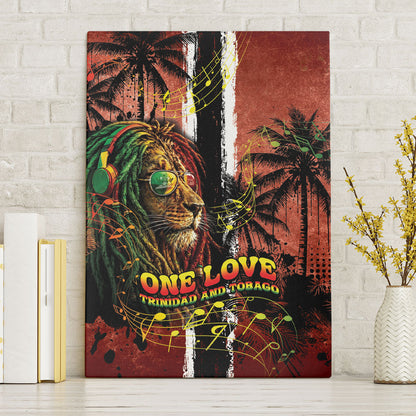 One Love Trinidad And Tobago Canvas Wall Art Rastafarian Lion Reggae Grunge Style
