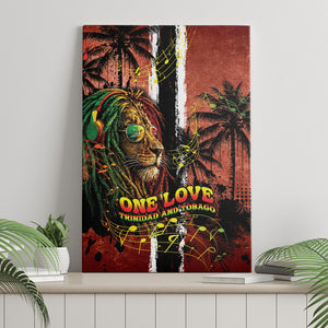 One Love Trinidad And Tobago Canvas Wall Art Rastafarian Lion Reggae Grunge Style