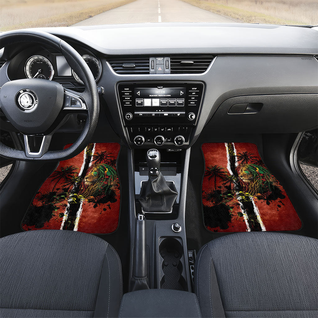 One Love Trinidad And Tobago Car Mats Rastafarian Lion Reggae Grunge Style