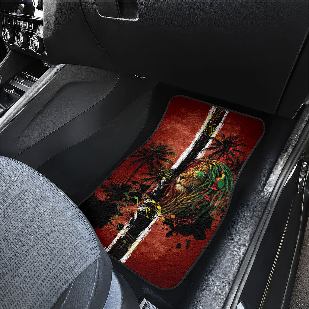 One Love Trinidad And Tobago Car Mats Rastafarian Lion Reggae Grunge Style