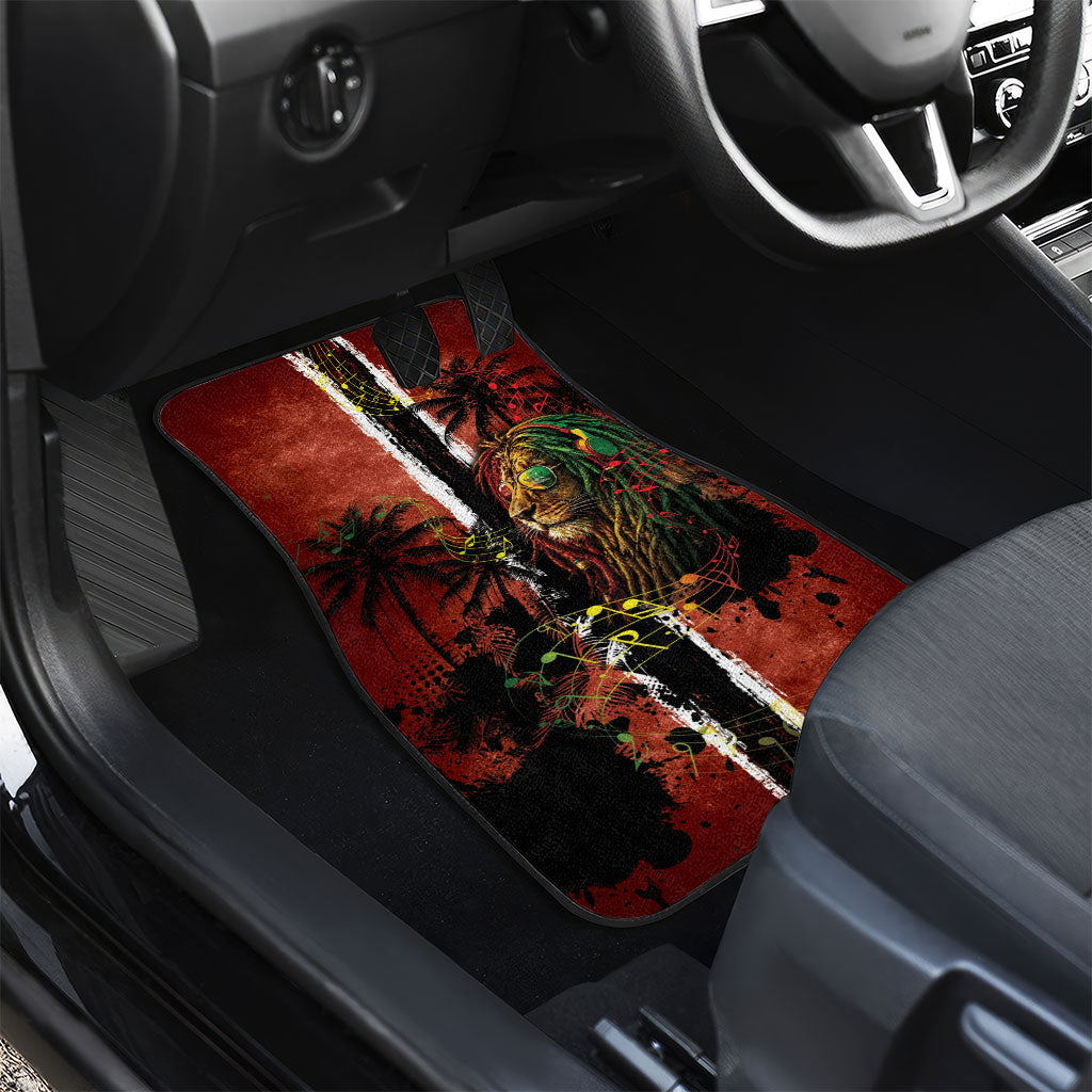 One Love Trinidad And Tobago Car Mats Rastafarian Lion Reggae Grunge Style