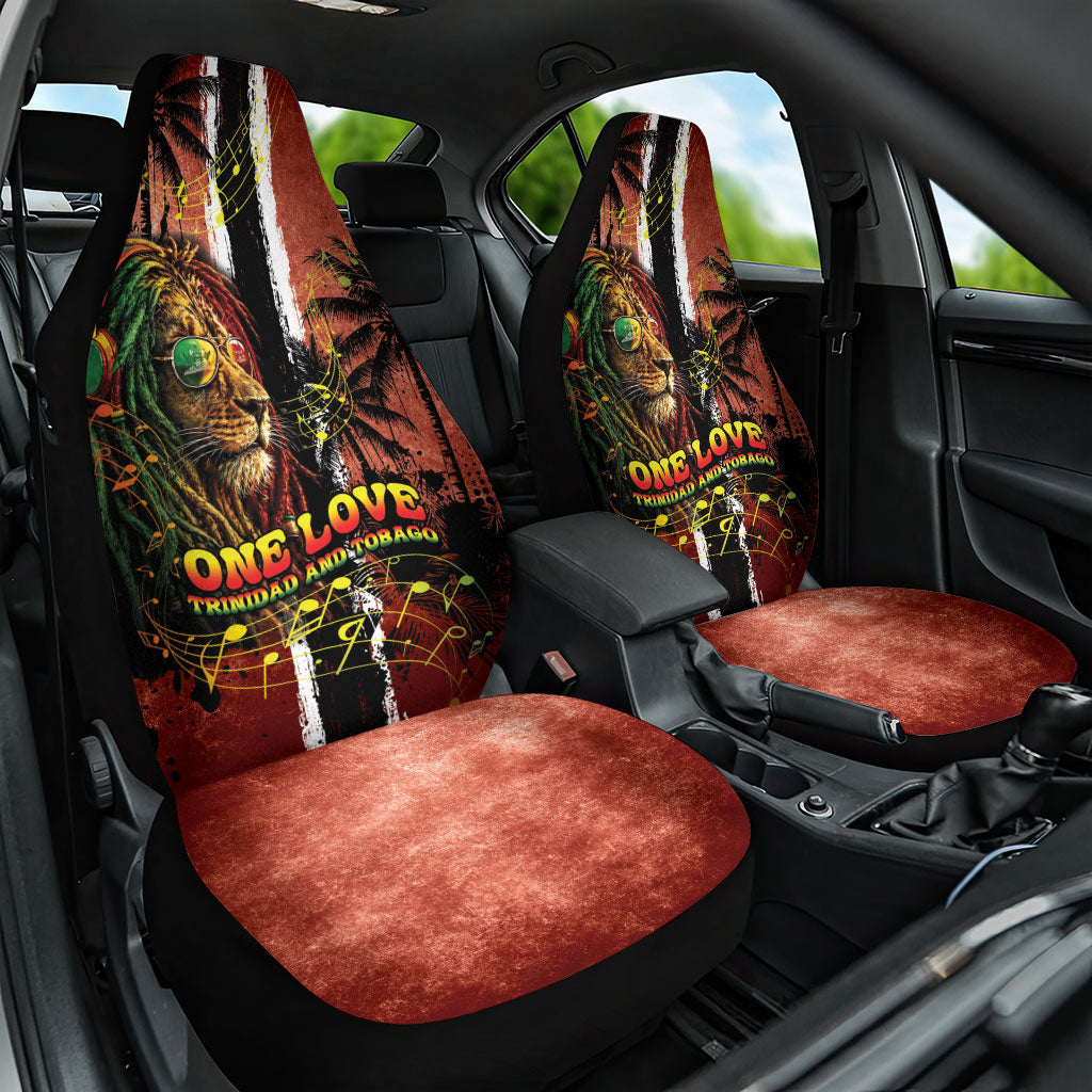 One Love Trinidad And Tobago Car Seat Cover Rastafarian Lion Reggae Grunge Style