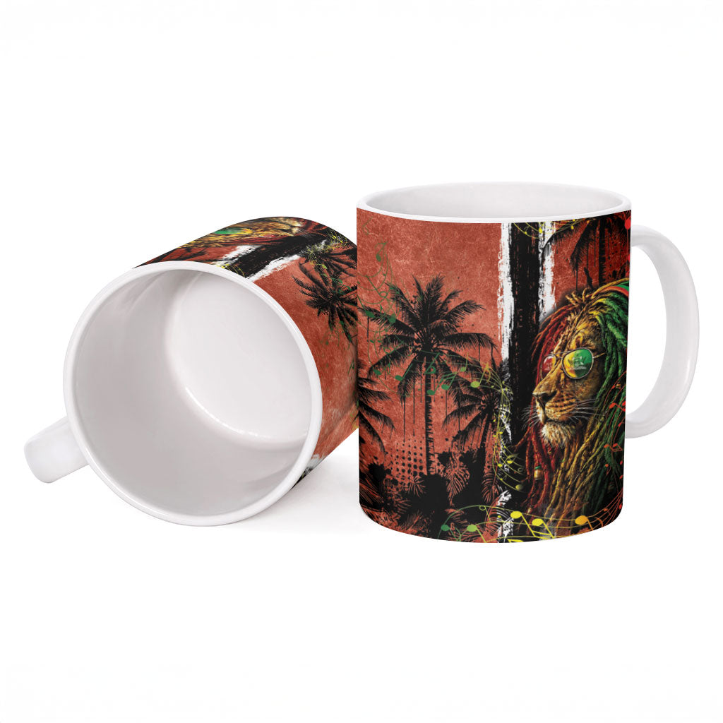 One Love Trinidad And Tobago Ceramic Mug Rastafarian Lion Reggae Grunge Style
