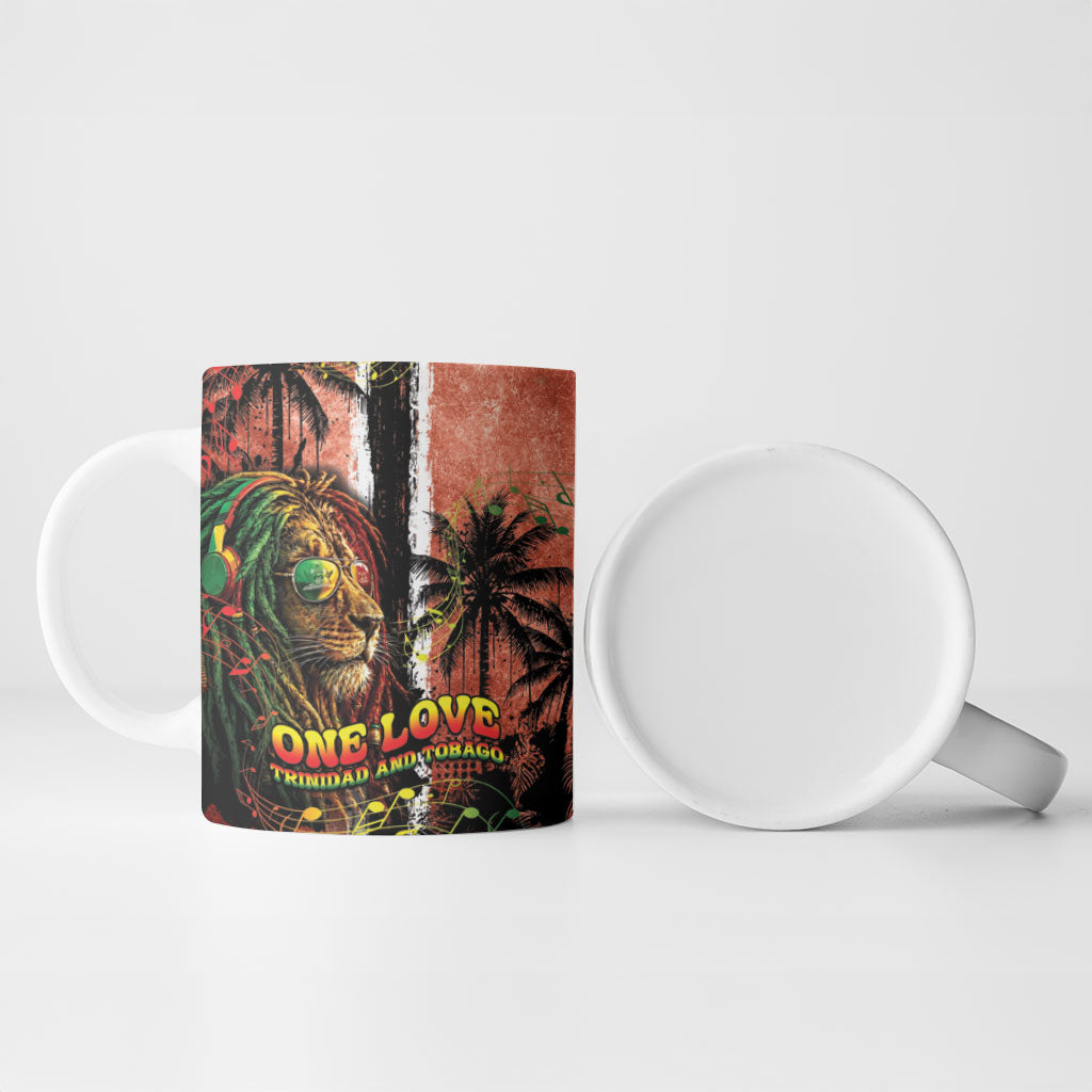 One Love Trinidad And Tobago Ceramic Mug Rastafarian Lion Reggae Grunge Style