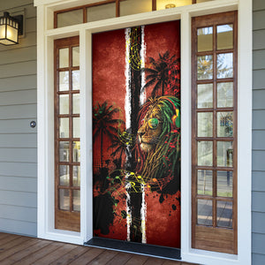 One Love Trinidad And Tobago Door Cover Rastafarian Lion Reggae Grunge Style