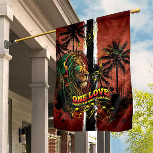 One Love Trinidad And Tobago Garden Flag Rastafarian Lion Reggae Grunge Style