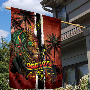 One Love Trinidad And Tobago Garden Flag Rastafarian Lion Reggae Grunge Style