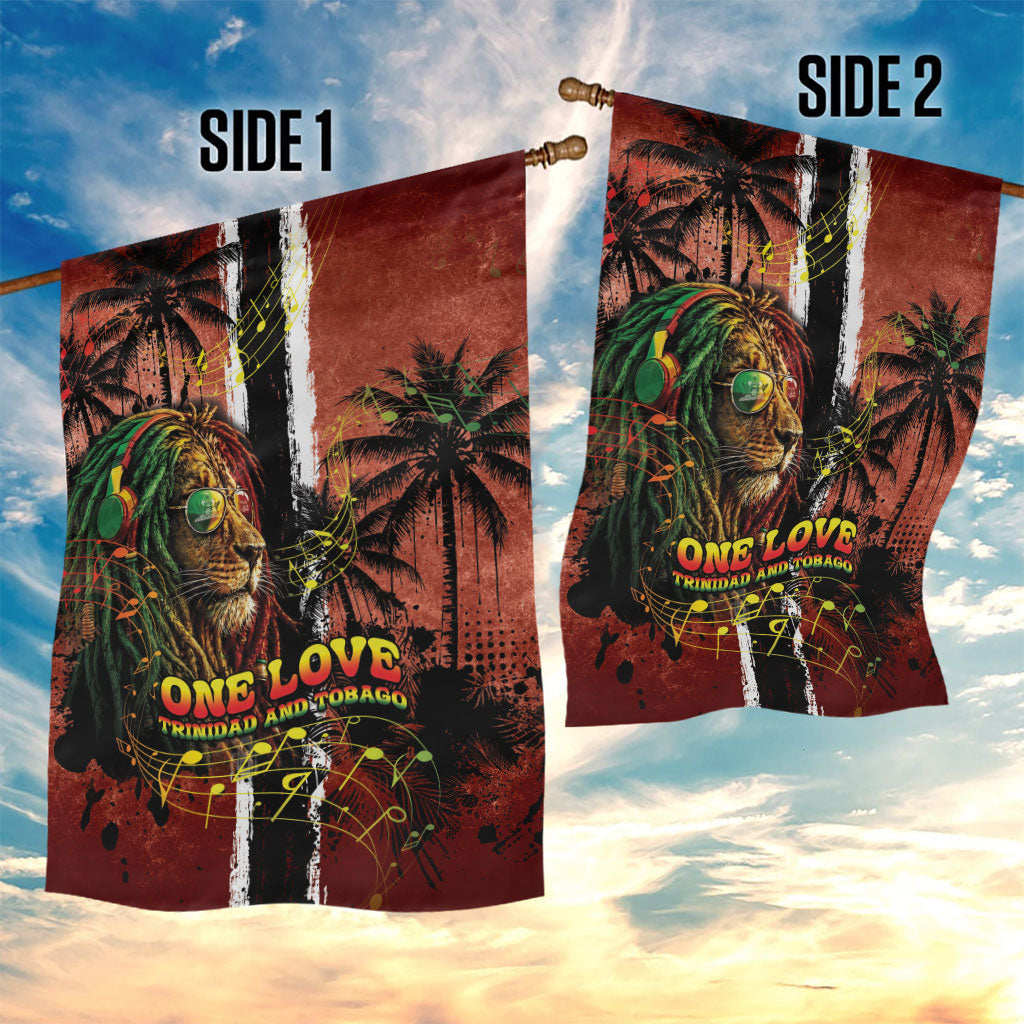 One Love Trinidad And Tobago Garden Flag Rastafarian Lion Reggae Grunge Style