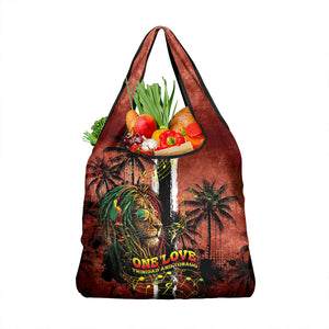 One Love Trinidad And Tobago Grocery Bag Rastafarian Lion Reggae Grunge Style
